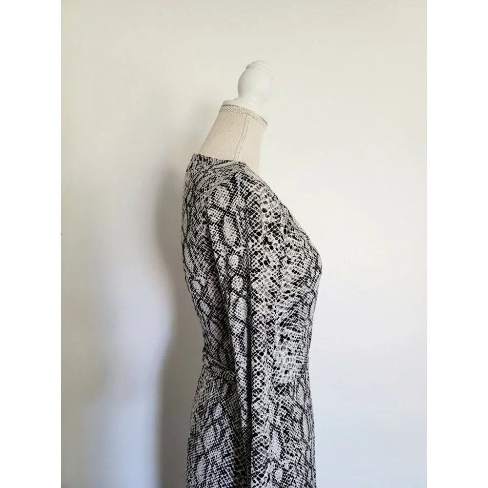 Good American Black White Python Runaround Midi Maxi Wrap Snakeskin Dress Small - Picture 7 of 13